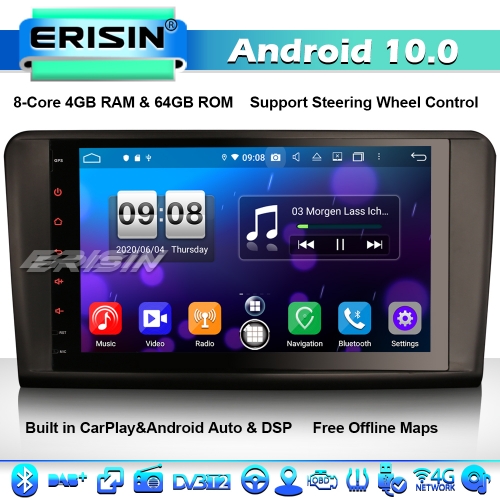 Erisin ES8794L 8-Core 9" Android 10.0 Car Stereo GPS SatNav Mercedes Benz ML-Class GL-Class X164 W164 DSP CarPlay DAB+ 4G WiFi Blueooth
