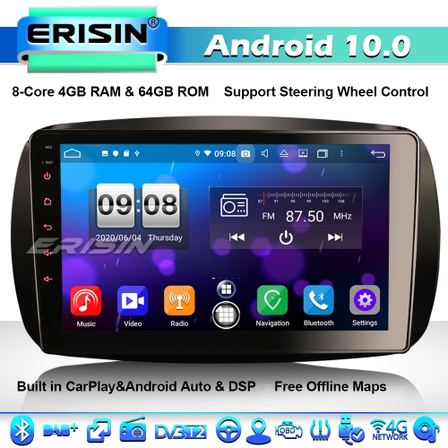 Erisin ES8799S 8-Core 9" Android 10.0 Car Stereo GPS SatNav Mercedes-Benz SMART DSP CarPlay DAB+ 4G WiFi Blueooth