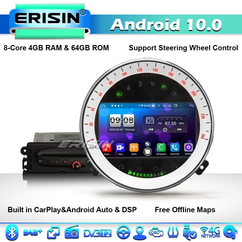 Erisn ES8711M 8-Core CarPlay Android 10.0 Car Stereo Satnav GPS Radio BMW  Mini Cooper DVD WiFi 4G BT DAB+ DSP