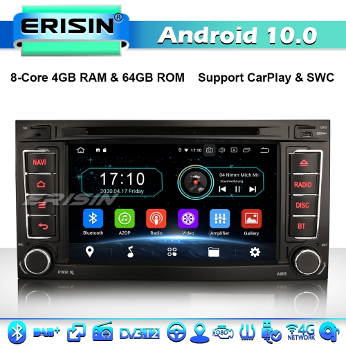 Erisin ES6956T 8-Core Android 10.0 Car Stereo GPS SatNav for VW Touareg T5 Multivan CarPlay DVD 4G WiFi BT DAB+