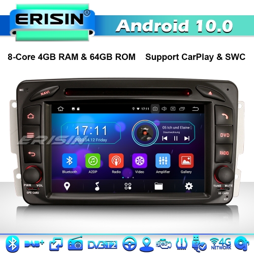 Erisin ES6963C 8-Core Android 10.0 Car Stereo GPS SatNav Mercedes Benz C/CLK/G Class W203 W209 Vito Viano 4G WiFi Bluetooth CarPlay
