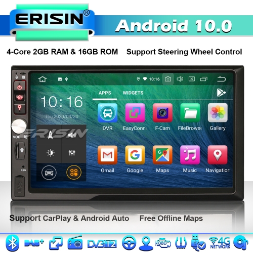 Erisin ES5141U DSP Android 10.0 Double Din Car Stereo Radio Head Unit GPS Sat Nav For Nissan DAB+ BT SWC 4G WiFi CarPlay