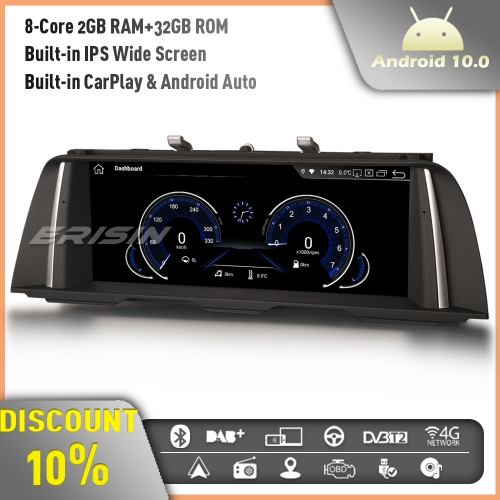 Erisin ES2810B 8-Core 10.25" IPS Android 10.0 GPS Autoradio BMW 5 Series F10 F11 CIC NBT System CarPlay WiFi DAB+ RDS