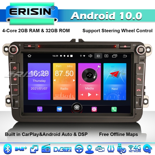  Android Car Stereo for VW Volkswagen Seat Golf Passat Jetta  Beetle Tiguan Touran EOS 7” Double Din Touchscreen Bluetooth Radio with  Apple CarPlay Android Auto GPS Navigation WiFi FM Backup Camera