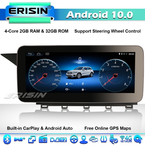 Erisin ES2654G 10.25" Android 10.0 GPS Autoradio for Mercedes Benz GLK-Class X204 IPS Wireless CarPlay 4G WiFi Can-bus TPMS Bluetooth Mirror Link