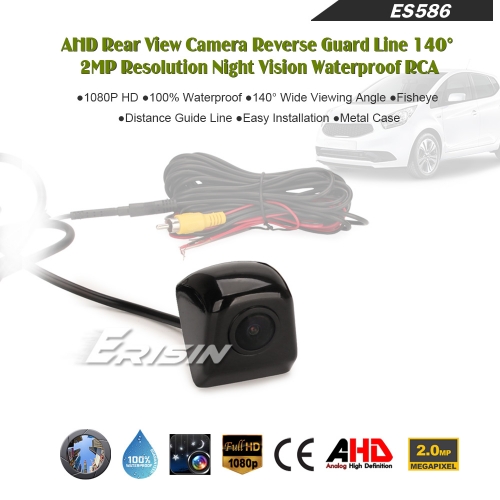 Erisin 1080P AHD 140° Car Rear View Camera Reverse Camera 2MP Night Vision Waterproof ES586