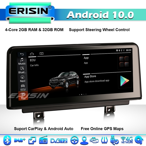 Erisin ES2620B 10.25" IPS Android 10.0 DAB+ Radio CarPlay Navegación de Video del automóvil Autoradio BMW 1/2 Series F20 F21 F23 NBT Bluetooth WiFi 4G