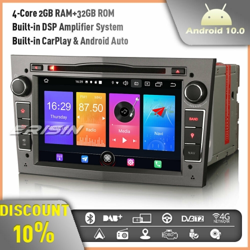 Erisin ES2760PG Android 10 Car Stereo GPS Head Unit for Opel Corsa C/D Signum Antara Zafira DAB+ Radio DSP CarPlay Android Auto Bluetooth