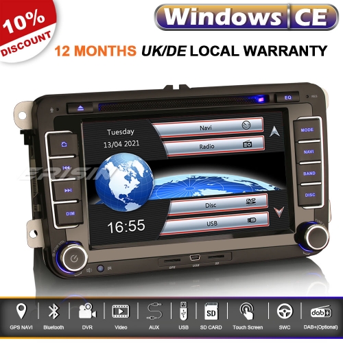 Erisin ES7235V 7" 2 Din DVD Radio de coche GPS navegador Autoradio para VW Golf Mk5 Mk6 Passat B6 Skoda Jetta Touran Tiguan Seat Skoda Bluetooth 3G Ca