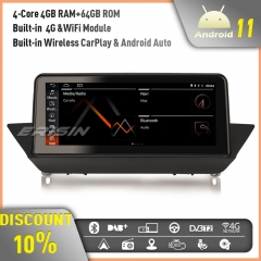 Erisin ES3684B 10.25" IPS CarPlay Android 11 Car Stereo DAB+ GPS Radio Sat Nav for BMW X1 E84 CIC WiFi 4GB RAM+64GB ROM Bluetooth TPMS DVR