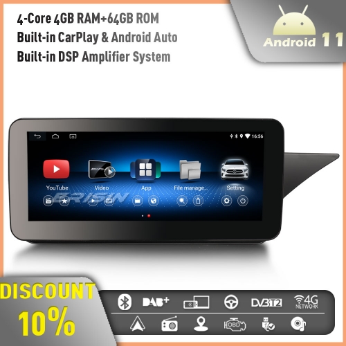 Erisin ES3652R 10.25" Android 11 Car Stereo Radio GPS SatNav for Mercedes Benz E-Class W212 IPS CarPlay DAB+ DVR USB 4GB+64GB