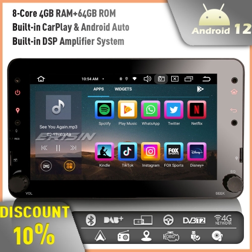 Erisin ES8520R Android 12 DAB+ Car Stereo GPS Radio for Alfa Romeo 159 Sportwagon Brera Spider Support Bluetooth 5.0 CarPlay Android Auto WiFi 4GB+64G