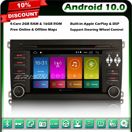 Erisin ES3014P Android 10.0 Autoradio GPS TDT DAB+ 4G GPS WiFi para Porsche Cayenne Car Play DSP