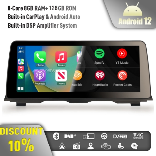 Erisin ES4610NB 8-Core 8GB+128GB 12.3" IPS Android 12 Car Stereo DAB+ Satnav for BMW 5 Series F10/F11 with NBT Bluetooth 5.0 CarPlay Android AUTO WiFi