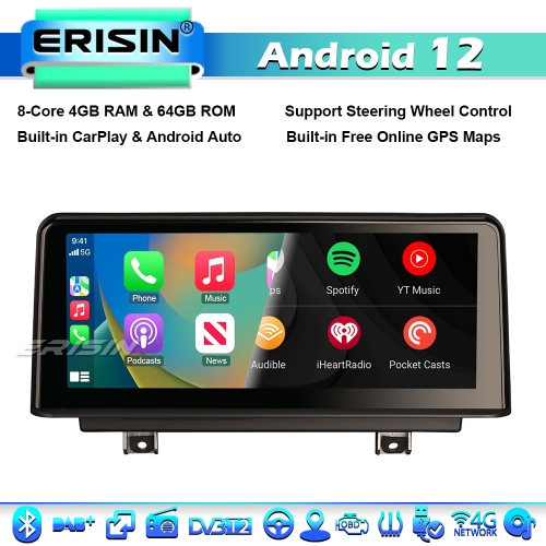 Erisin ES3820NR 8-Core 4GB+64GB 10.25" Android 12 Car Stereo GPS Sat Nav for BMW 1/2 Series F20/F21 F22/F23 BT 5.0 IPS CarPlay Android Auto DAB+ DSP