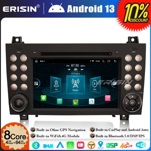 Erisin ES8940S 8-Core Android 13 Car Stereo GPS SatNav Radio for Mercedes-Benz SLK Class R171 W171 SLK200 DAB+CarPlay Bluetooth 4GB+64GB