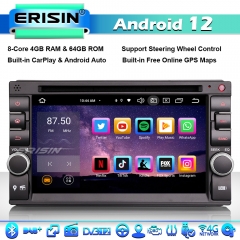 Erisin ES8536U 8-Core 4GB RAM+64GB ROM Android 12 Double Din Car Radio GPS Stereo DVD Player for Nissan DAB+ Bluetooth 5.0 CarPlay Android Auto IPS