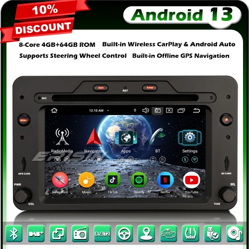 Erisin ES6720R 8-Core 64GB Android 13 DAB+ Car Stereo GPS Sat Nav DVD Player for Alfa Romeo 159 Sportwagon Brera BT 5.0 CarPlay Android Auto WiFi IPS