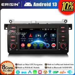 Erisin ES5746B 7 Inch 8-Core Android 13 Car Stereo GPS Sat Nav Radio for BMW 3 Series E46 Rover 75 MG ZT BT 5.0 DAB+Wireless CarPlay DSP WiFi 4GB+64GB