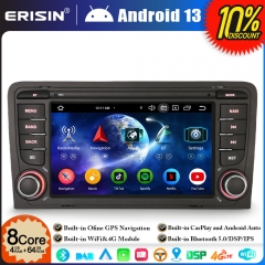 Erisin ES5773A 8-Core 4GB+64GB Android 13 Car Stereo GPS Satnav Radio for AUDI A3 S3 RS3 RNSE-PU 7" Radio BT 5.0 CarPlay Android Auto WiFi DSP Canbus