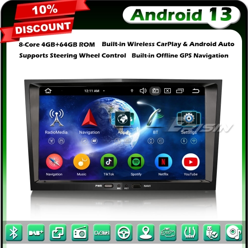 Erisin ES5708P 8" 8-Core 64GB Android 13 Car Stereo GPS Sat Nav for Opel VAUXHALL Antara Astra Corsa C/D Vectra Meriva Signum BT 5.0 DAB+ CarPlay WiFi