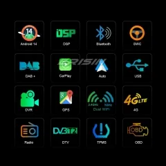 Erisin ES5767BN 8-Core 4GB+64GB DAB+ Android 14 Car Stereo Sat Nav GPS for BMW 3 Series E90 E91 E92 E93 CarPlay Android Auto BT DAB+ Canbus DSP WiFi