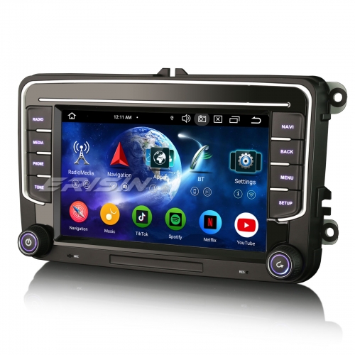 Erisin ES5735VN 7" 8-Core 4GB+64GB Android 14 Car Stereo GPS Sat Nav for VW Golf Mk5/6 Passat B6 Skoda Touran Seat Skoda DAB+Wireless CarPlay DSP WiFi