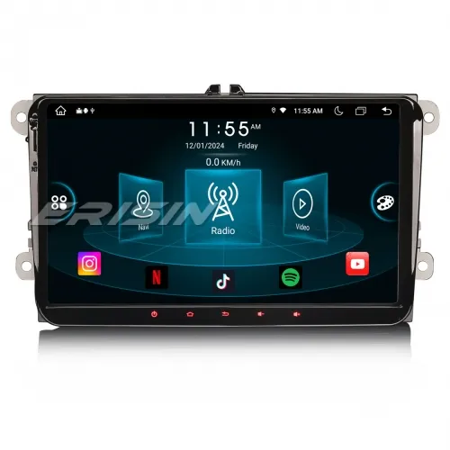 Erisin ES8998V 9" 8-Core Android 14.0 Car Stereo GPS Sat Nav for VW Golf Mk5 Mk6 Passat B6 Skoda Touran Seat Skoda DAB+ Wireless CarPlay DSP WIFI 64GB