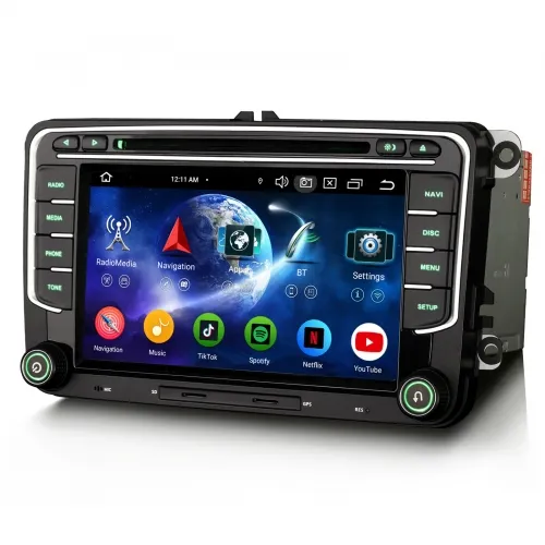 Erisin ES6535V 7" 8-Core Android 14 Car Stereo DVD GPS Sat Nav for VW Golf Mk5/6 Passat B6 Skoda Touran Seat Skoda DAB+ Wireless CarPlay DSP WiFi 64GB