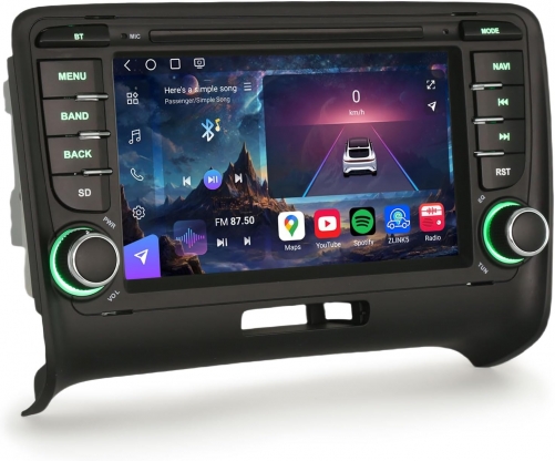 Erisin ES9077T 7 Inch 8-Core 8GB+128GB Android 14 Car Stereo GPS Sat Nav for AUDI TT MK2 Touchscreen DAB+ Wireless CarPlay Android Auto WiFi 4G Canbus