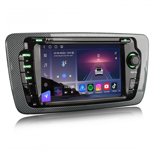 Erisin ES9022S 7 Inch 8-Core 8GB+128GB Android 14 Car Stereo GPS Sat Nav for SEAT IBIZA Touchscreen DAB+ Wireless CarPlay Android Auto WiFi 4G Canbus