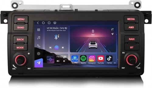 Erisin ES9046B 7" 8-Core 8+128GB Android 14 Car Stereo SatNav GPS for BMW Series 3 E46 318 320 MG ZT Rover 75 DAB+USB CarPlay Android Auto WiFi BT 5.1
