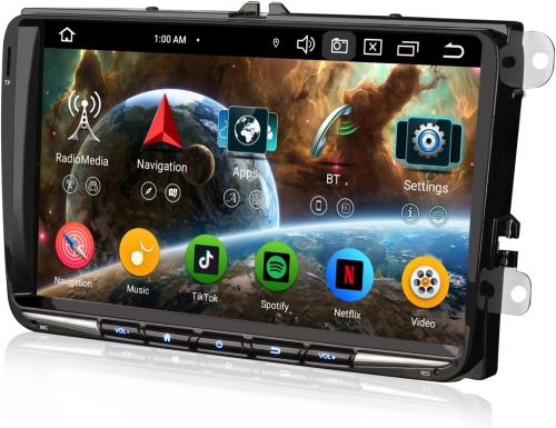 Erisin ES5791V 9" 8-Core Android 14 Car Stereo GPS Sat Nav for VW Golf Mk5 Mk6 Passat B6 Skoda Touran Seat Skoda DAB+ Wireless CarPlay DSP WiFi 4+64GB