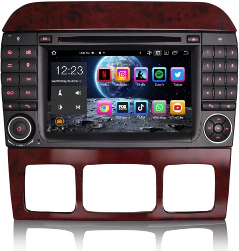 Erisin ES8582S 7" Android 14 8-Core 4GB+64GB Car Stereo GPS Sat Nav DVD Player for Mercedes-Benz S-Class W220 CL-Class W215 DAB+ Radio BT 5.0 CarPlay