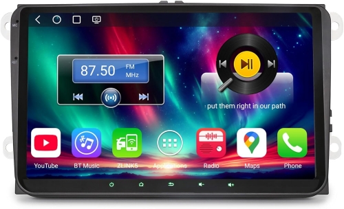 Erisin Qualcomm ES6691V 64GB 9" 8-Core Android 14 Car Stereo GPS Sat Nav for VW Golf Mk5/6 Passat B6 Polo Skoda Touran Seat Skoda DAB+CarPlay DSP WiFi