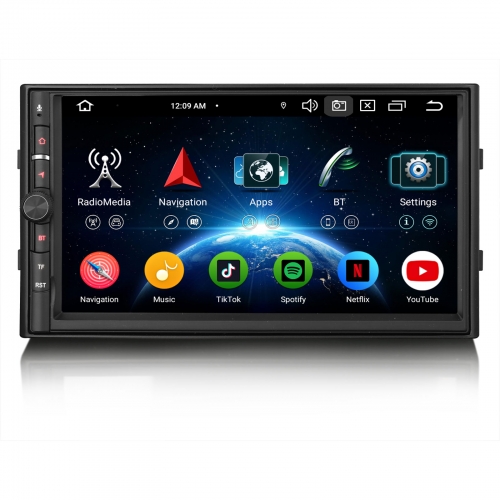 Erisin ES5536U Android 14 8-Core DAB+ Car Stereo GPS Satnav Double 2 DIN Radio Nissan Head Unit 7 Inch Touchscreen BT 5.0 CarPlay WiFi DSP 4GB+64GB