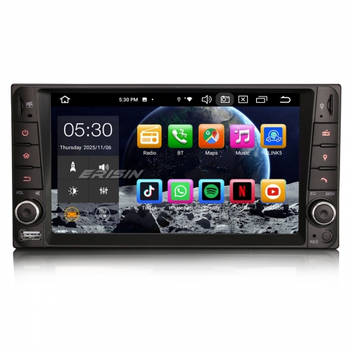 Erisin ES8512C 8-Core Android 14 Car Stereo Head Unit for TOYOTA COROLLA EX RAV4 VIOS HILUX DAB+ DSP Bluetooth Wireless CarPlay Bluetooth 5.0 OBD2 SWC