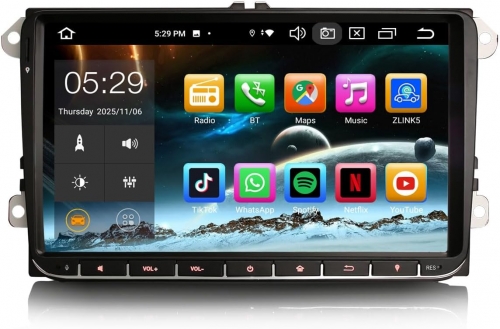 Erisin ES8528V Android 14 8-Core 4GB+64GB Car Stereo GPS Sat Nav for VW Golf Mk5/6 Polo Passat B6 Skoda Touran Seat  DAB+Radio BT 5.0 Wireless CarPlay