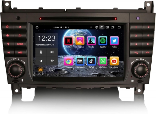 Erisin ES8569C 8-Core Android 14 Car Stereo GPS Sat Nav for Mercedes-Benz C/CLK/CLC Class W203 W209 CarPlay Bluetooth DSP Android Auto WiFi 4GB+64GB