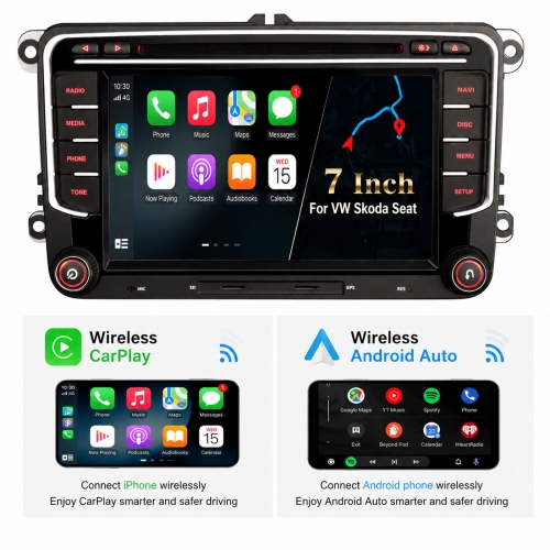 Erisin ES6535V 7" 8-Core Android 16 Car Stereo DVD GPS Sat Nav for VW Golf Mk5/6 Passat B6 Skoda Touran Seat Skoda DAB+ Wireless CarPlay DSP WiFi 64GB
