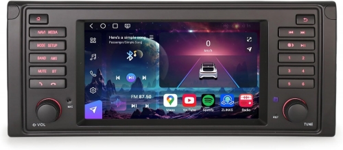 Erisin ES9039B 7" 8-Core 8GB+128GB Android 16 Car Stereo SatNav GPS for BMW 5 Series E39 M5 Bluetooth DAB+ USB CarPlay Android Auto WiFi 4G Canbus SWC