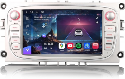 ES9068FS 7" 8-Core 8GB+128GB Android 16 Car Stereo GPS Sat Nav for Ford Focus Mondeo S-Max C-Max Galaxy, Support DAB+ CarPlay Android Auto BT Wifi 4G
