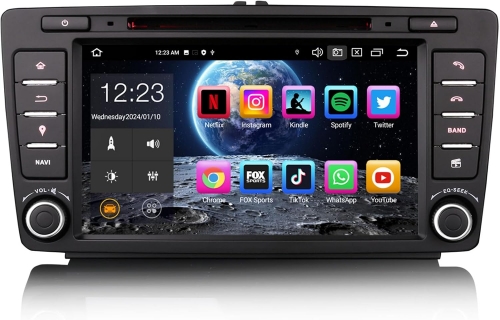 Erisin ES8526S Android 16 DAB+ Car Stereo GPS Radio for Octavia Yeti Rapid Roomster Superb 8" IPS BT 5.0 CarPlay Android Auto WiFi DVR 8-Core 4GB+64GB