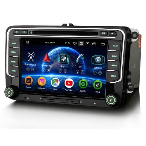 Erisin 8+128GB Android 16 Car Stereo for VW T5 Caddy Golf MK 5/6 Polo Passat Tiguan EOS Sharan 7" DVD Player GPS SatNav CarPlay Android Auto Bluetooth