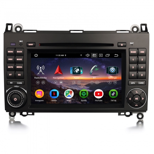 Erisin ES9172B 8-Core 8GB+128GB Android 16 Car Stereo for Mercedes A/B Class W169 W245 Sprinter Viano VW Crafter, 7" DVD BT DAB+ CarPlay Wifi IPS DSP
