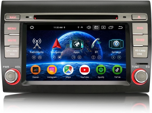 Erisin ES9171F 8-Core 8GB+128GB Android 16 Car Stereo GPS Sat Nav for Fiat Bravo 2007-2014, 7" Car DVD Player DAB+ CarPlay Bluetooth Wifi 4G IPS DSP