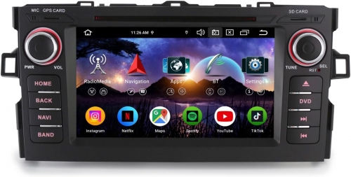 Erisin ES9117A 8-Core 8GB+128GB Android 16 Car Stereo GPS Sat Nav for Toyota Auris 2007-2012, 7" Car DVD Player DAB+ CarPlay Bluetooth Wifi 4G IPS