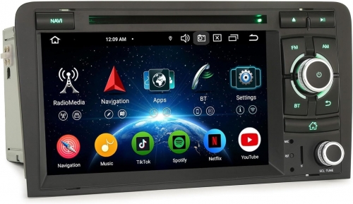 Erisin ES6527A 4GB+64GB 8-Core Android 16 Car Stereo GPS SatNav for AUDI A3 S3 RS3 RNSE-PU, 7" CD Player DAB+ Wireless CarPlay Android Auto Wifi BT 4G