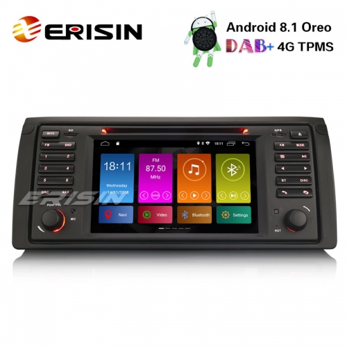 Erisin ES2853B 7" Android 8.1 Autoradio DAB+GPS Wifi DVB-T2 BMW 5er E39 M5 X5 E53 Navi DVD OBD2 4G