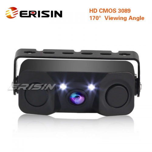 Erisin ES568 170º  Car Auto Rear View Camera Reverse Parking Radar with 3 in 1 Parking Sensor